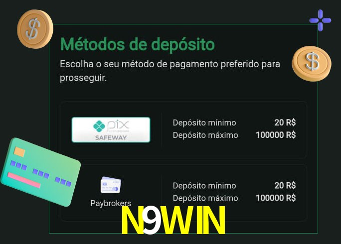 O cassino N9WIN oferece uma grande variedade de métodos de pagamento